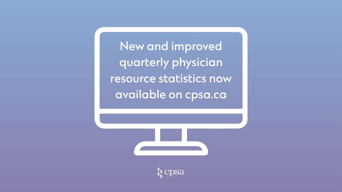 CPSA_CA's tweet photo. Check out the new and improved digital format for CPSA’s quarterly physician resource statistics. View active physician resources by register, specialty, practice location and more from the past 5 quarters on our website: https://t.co/vr85vEthKZ 

#ABHealth #MessengerMonday https://t.co/x2eVKf0DKB
