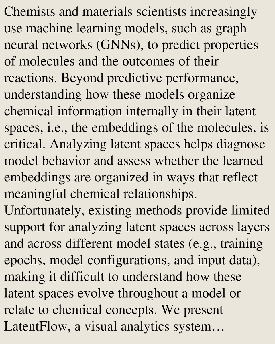 Memoirs's tweet photo. LatentFlow: Visual Analytics for Latent Space Analysis in Molecular Graph Neural Networks

Shiyi Liu, Jiaqing Chen, Nicholas Hadler, Rostyslav Hnatyshyn, Michael W. Mahoney, Talita Perciano, John F. Hartwig, Gunther H. Weber, …
https://t.co/Q40v07g9LH [𝚌𝚜.𝙻𝙶 𝚌𝚜.𝙷𝙲] https://t.co/90TQQDcUko