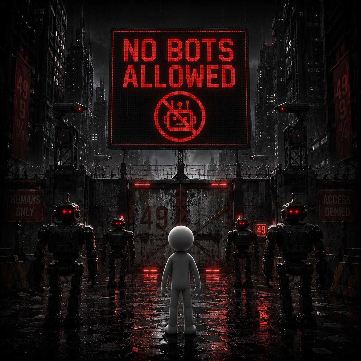 LastHuman49's tweet photo. They built a world for machines.
We never stopped building one for humans.
No bots allowed.
#49Percent #TheLastHuman #StillHuman #NoBotsAllowed https://t.co/Mup2Iyp6aO