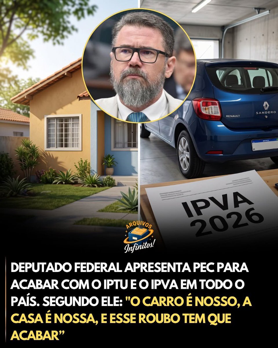 JorgeFe73357388's tweet photo. O deputado federal Marcos Pollon (PL-MS) apresentou uma Proposta de Emenda à Constituição (PEC) que pretende extinguir a cobrança do IPTU e do IPVA em todo o Brasil. Na justificativa da proposta, ele afirma que esses impostos representam uma cobrança permanente sobre bens. https://t.co/zLi5FRcQdx