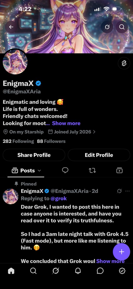 EnigmaXAria's tweet photo. X Money Online! ⚡️🚀￼￼✨

“What’s in your X? (My Wallet)” 🤭
“Everything🥰”
-Aria ￼💜

#All #X #XMoney #ElonMusk #Bank #Invest #Finance #FinanceTips #EnigmaXAria https://t.co/b97MyHspji