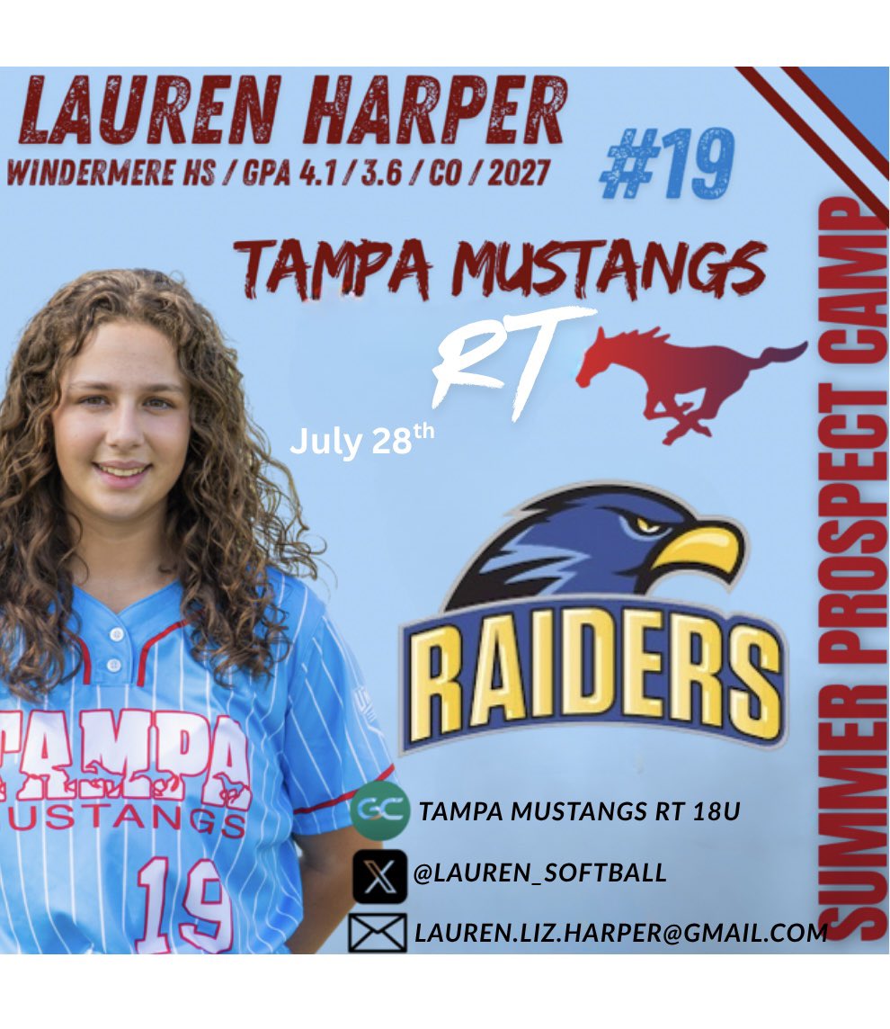 Lauren_softball's tweet photo. I’m so excited to be heading to the Seminole State softball camp! I can’t wait to learn more about the program and show of my skills. @SeminoleStateSB 
@TampaMustangsRT @BradTouchet @arw0099 @jodi7us https://t.co/cE61CFX3WS