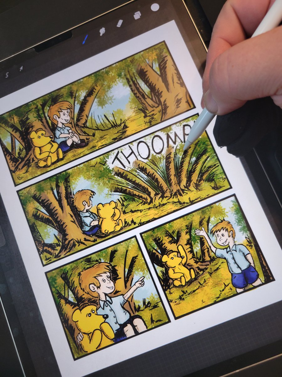 alt_world's tweet photo. The second page of the Winnie-the-Pooh comic book story is done. This is all coming together quite well. I even finished the rough pencil layout for page three π
#comics #winniethepooh #noredshirts #preview #christopherrobin https://t.co/pMKcMv3uOl