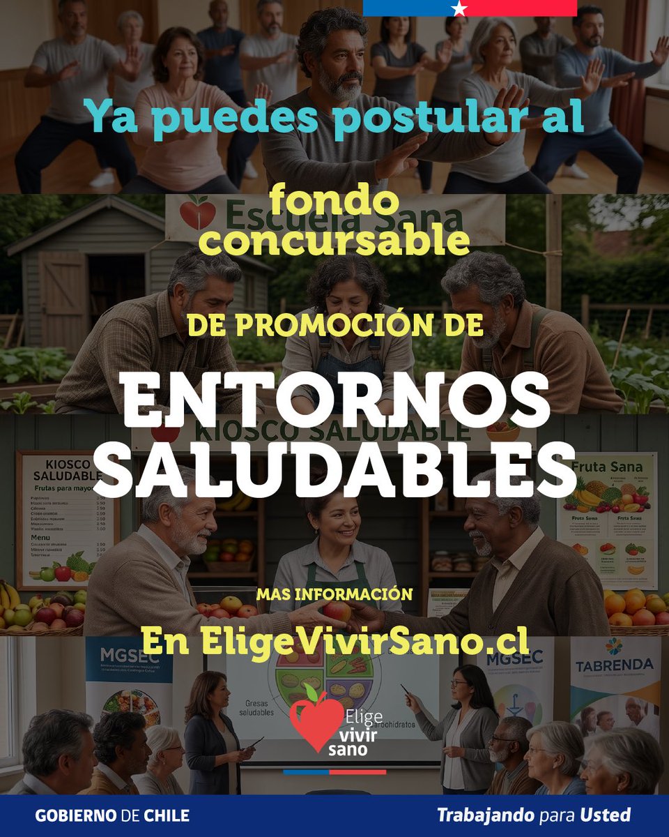MDSLosLagos's tweet photo. 🌱 ¡Postula al Fondo Concursable de Promoción de Entornos Saludables 2026!
Impulsa iniciativas de alimentación saludable y actividad física en tu comunidad con proyectos como huertos, talleres y actividades recreativas.
📲 Revisa las bases y postula en https://t.co/sWyxqKJccz https://t.co/pwLSnC9K2l