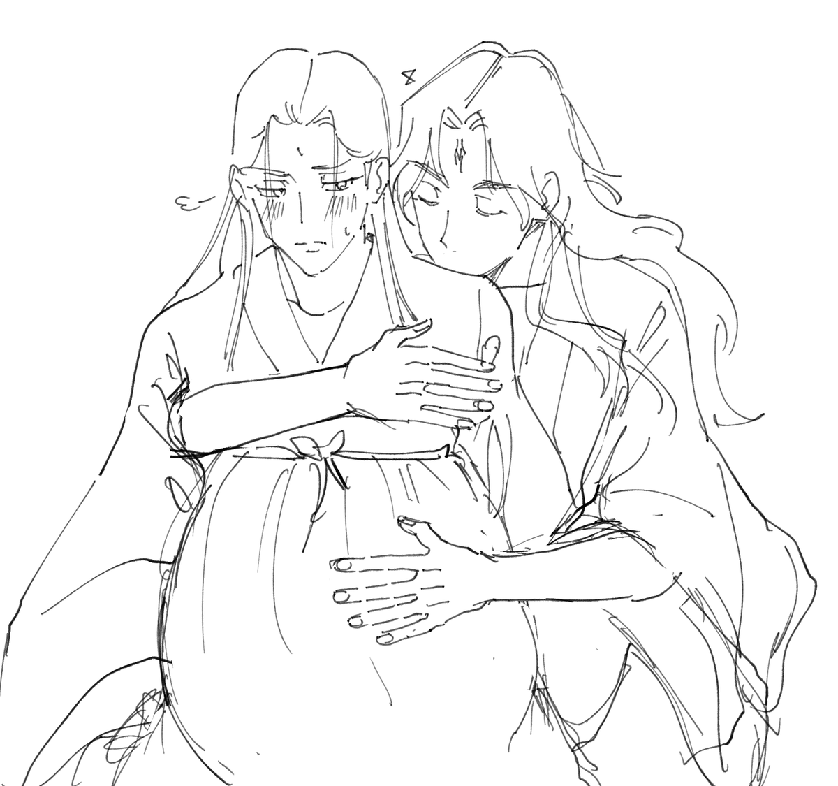 birdsfeathery's tweet photo. This was probably the hardest. Pregnant sqq and Binghe https://t.co/FsNyEpQ2XE