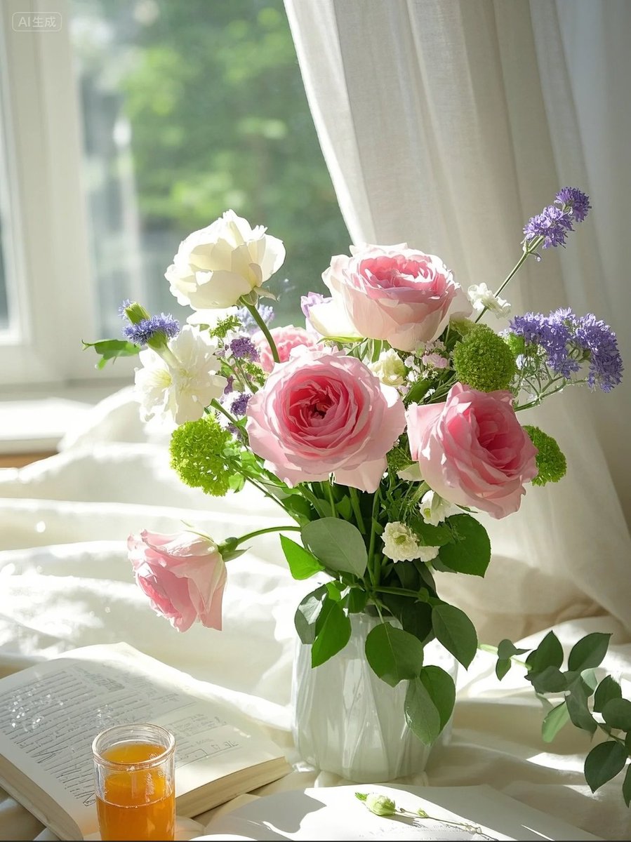 JeongeunRachel's tweet photo. 刚从楼下花店抱回的洋甘菊，插在喝空的柠檬茶玻璃瓶里，风从阳台钻进来，带着点栀子的香，周末就该这么瘫着 https://t.co/2FqoMW5FOp