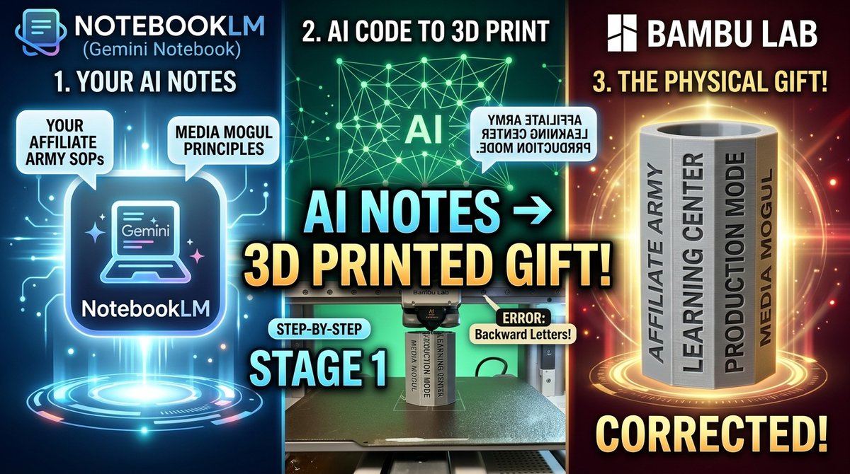 PlrShow's tweet photo. How to Turn NotebookLM (Gemini Notebook) Into a 3D Printed Gift https://t.co/vUTzrPEGNW via @YouTube https://t.co/MP0cmFAUT0