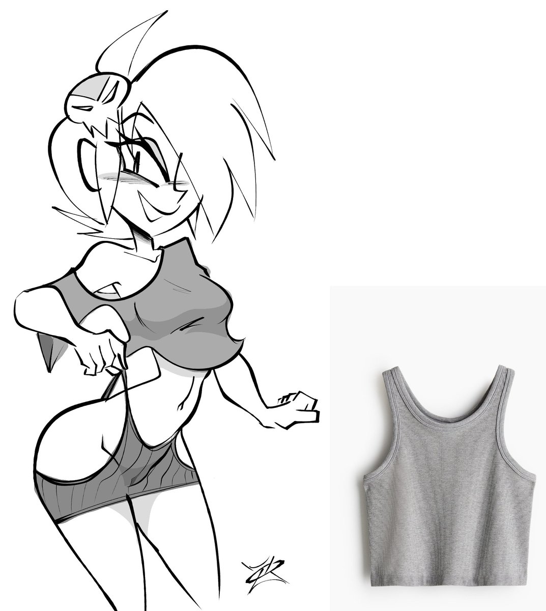 XJ_0_'s tweet photo. I think @zone_tan/@Z0NE dig the tank top as a skirt... https://t.co/PMHuBskfiQ