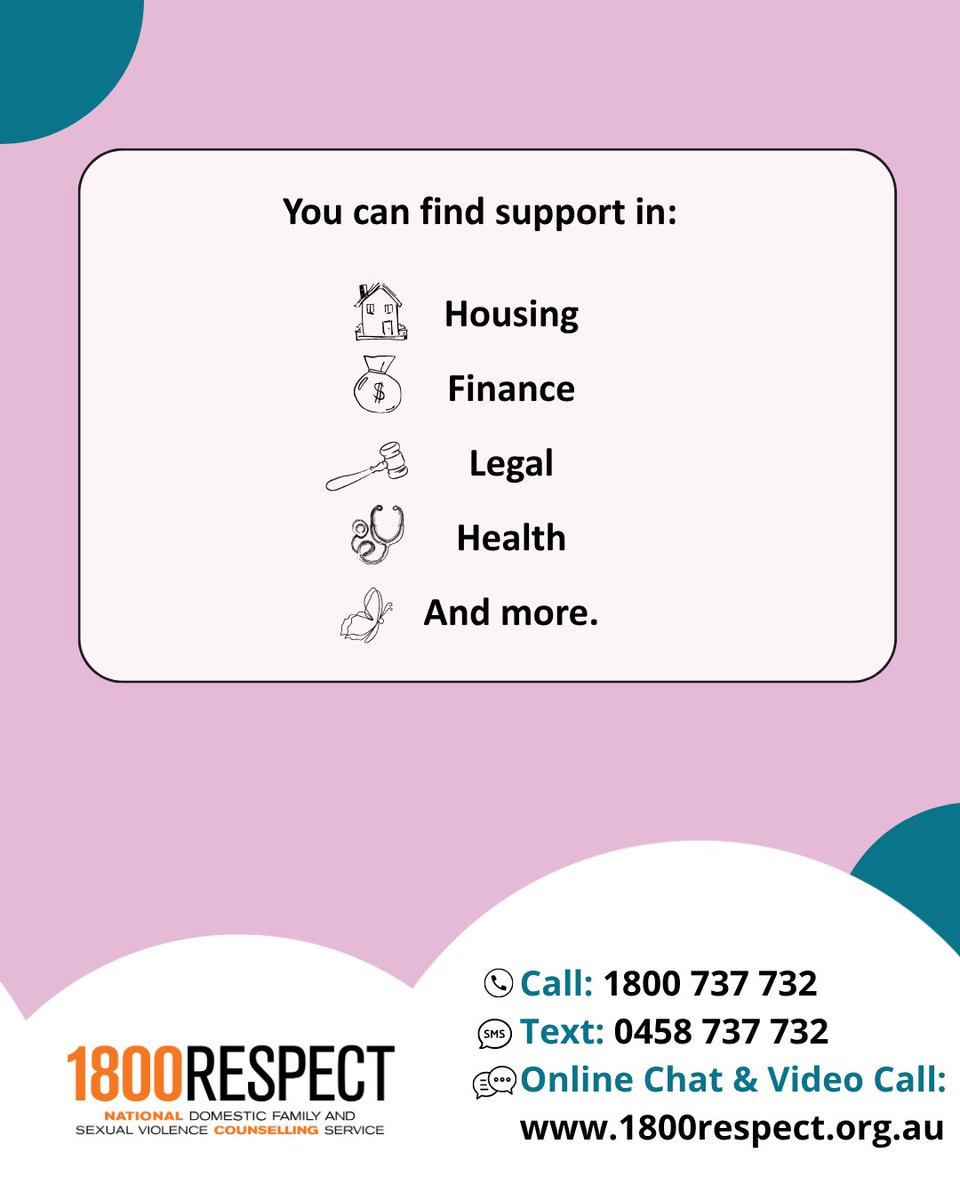 1800RESPECT's tweet photo. The Service Directory on the 1800RESPECT website has information about a number of different organisations that provide support to people affected by domestic, family and sexual violence. This includes local, state-based and national services.

You can search based on the type of service you need, using keywords or your location.

You can also contact 1800RESPECT directly for referrals and further information about what support services would best suit you and your situation. 

📞 Call 1800 737 732  
📱 Text 0458 737 732  
💻 Visit https://t.co/65chOxKh8h for online chat and video call services.

(Image text: Did you know you can search the 1800RESPECT Service Directory to find local domestic, family and sexual violence support near you? You can find support in: Housing, finance, legal, health and more)

#1800RESPECT #counselling #support #relationships #familyviolence #domesticviolence #sexualviolence #supportservices