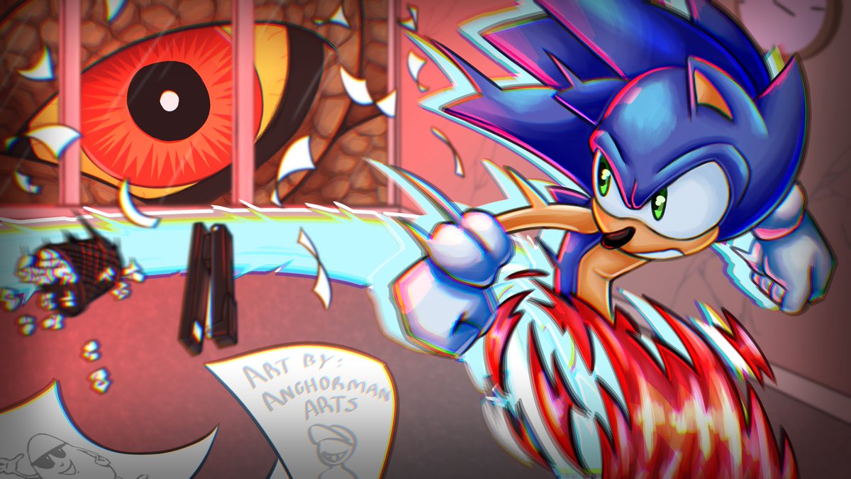 AnchorAnonymous's tweet photo. Thumbnail commission for my homie's fan dub of the Sonic X Godzilla comic! https://t.co/tcnkula0zB
