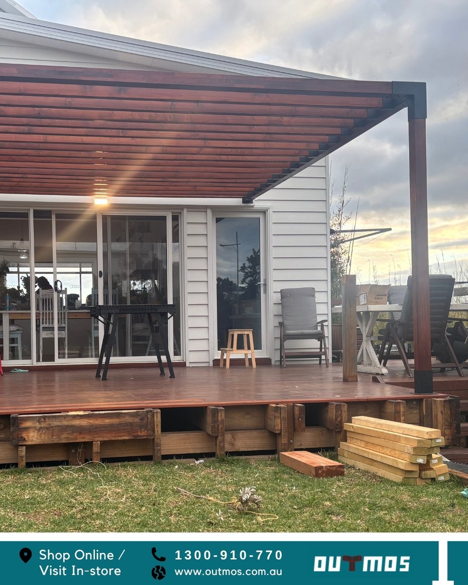 OutmosPergola's tweet photo. Black brackets. Rich timber. Fresh deck. This is what a weekend DIY project looks like when you use the right kit.😌 No complicated tools. Just you, your timber from the local hardware store, and an Outmos Bracket Kit that holds it all together.

#outmos #pergolakits #diyhome https://t.co/E5GLZYYLlF