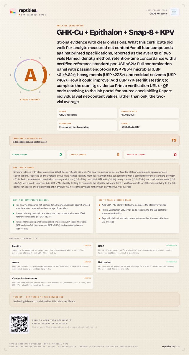 orosresearch's tweet photo. Love seeing what @reptidesco is building. The new COA Checker is a great step forward for the research community and a strong example of the kind of innovation that helps improve trust and transparency across the industry. Keep up the great work 🫡 https://t.co/KJiyyKHFuB