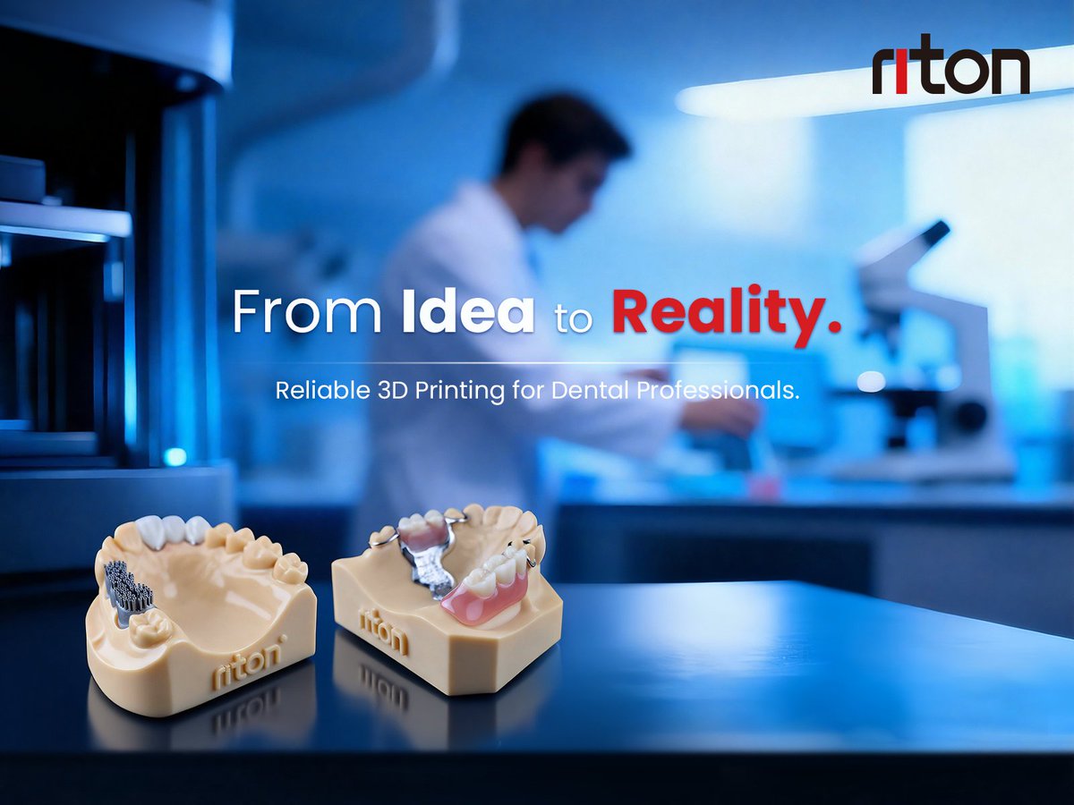 Riton3DTech's tweet photo. From digital design to finished metal restorations.

Riton metal 3D printing solutions enable dental professionals to produce precise crowns and frameworks with reliable performance, consistent quality, and efficient workflows.

#Dental3DPrinting #Riton3D #DigitalDentistry https://t.co/lY2NYFYrdl