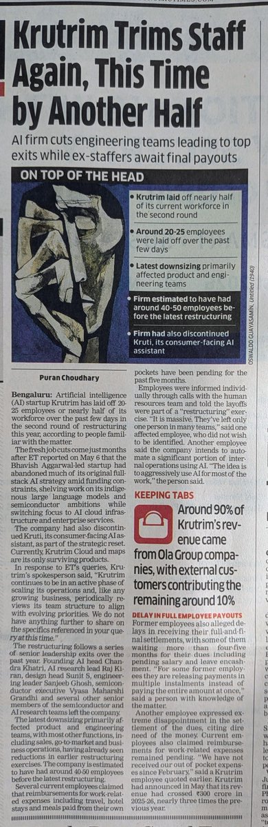 sandipsabharwal's tweet photo. Another fiasco of the #Ola promoter
#OlaCabs in deep losses
#OlaElectric in deep losses
Now this

I am seriously intrigued by the investors who keep on funding these ventures https://t.co/Yz8bgPQNfd