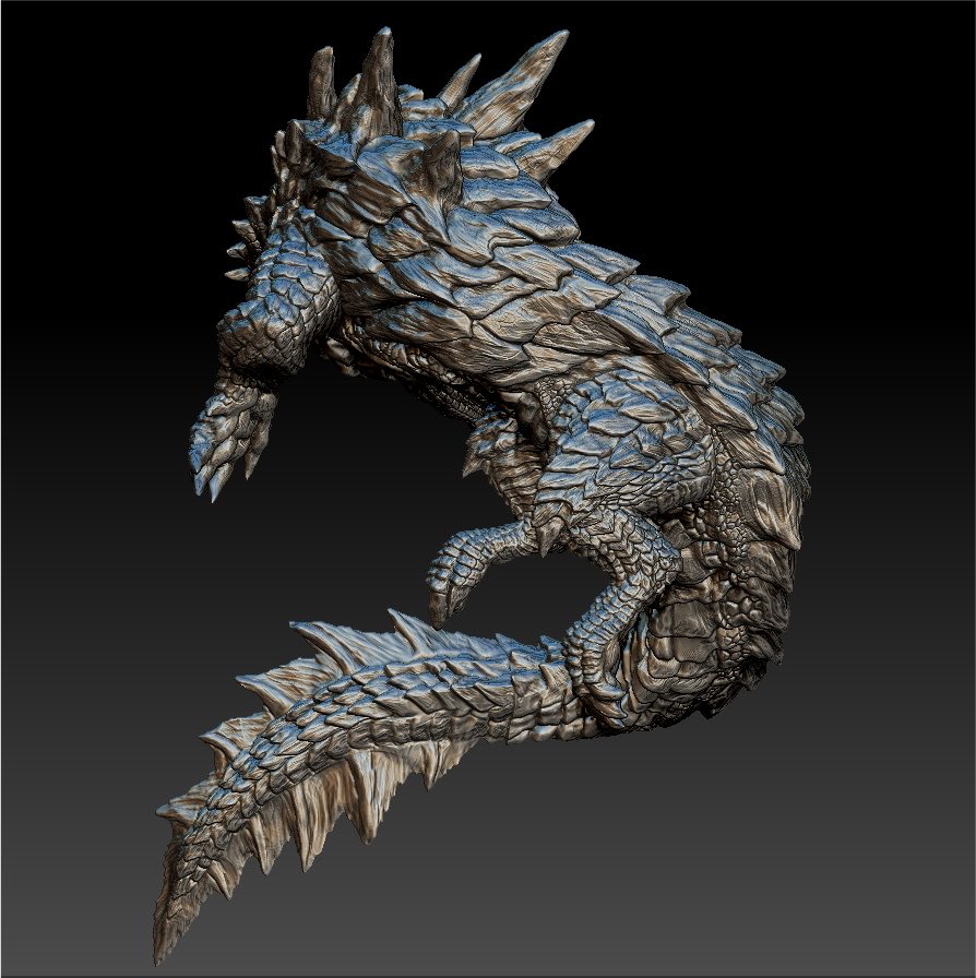Sh09_Mark_IX16's tweet photo. ラギアクルス、データ完成した…！
#モンハンワイルズ
#zbrush https://t.co/mOnJALuWrt