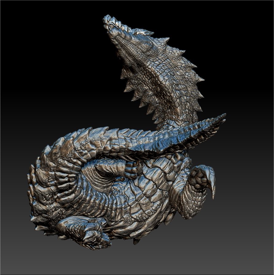 Sh09_Mark_IX16's tweet photo. ラギアクルス、データ完成した…！
#モンハンワイルズ
#zbrush https://t.co/mOnJALuWrt