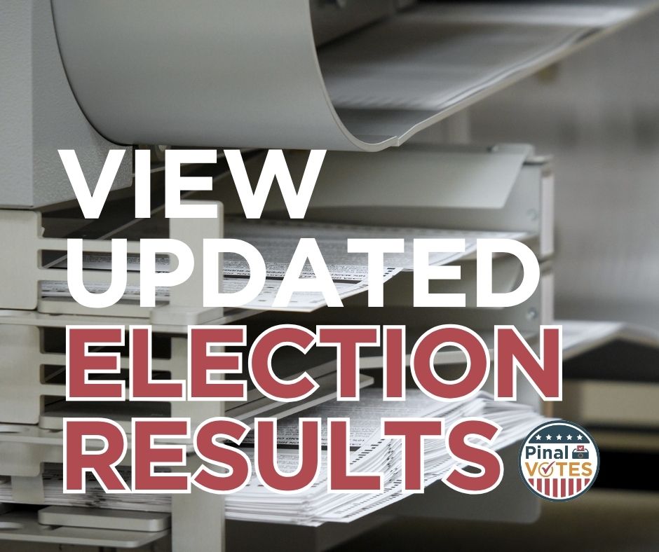PinalVotes's tweet photo. The final ballots have been tabulated in Pinal County from the July 21 Primary Election. View the unofficial results: https://t.co/jvlLG5Igll

A reminder that results are not official until canvassed by the Board of Supervisors at a Special Session on Monday, 8/3 at 9:30 a.m. https://t.co/Ap2SmNMtr5