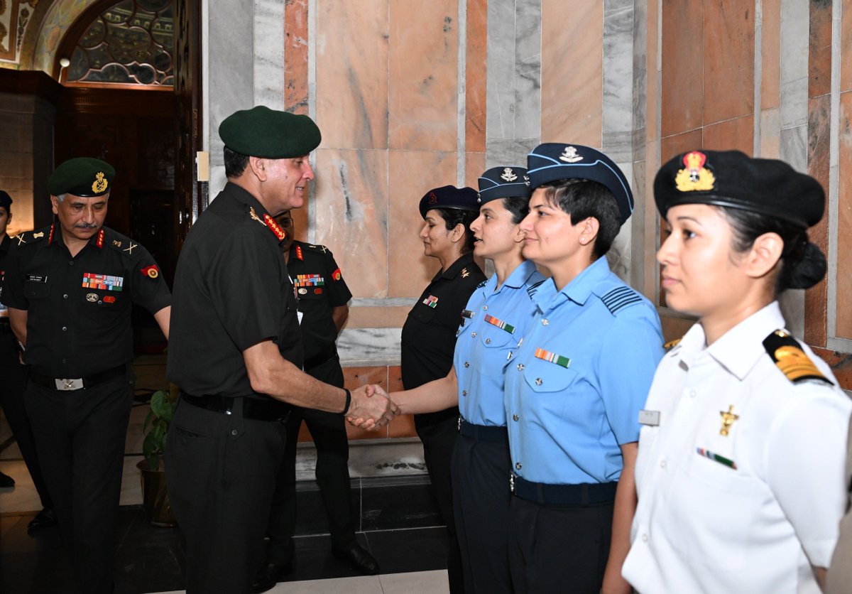 adgpi's tweet photo. #GeneralDhirajSeth, #COAS, interacted with the Women Officers of the first-ever Tri-Service all-women circumnavigation sailing expedition, Samudra Pradakshina, following their return on 22 Jul 2026.

The nine women officers completed an extraordinary 314-day voyage, covering nearly 25,500 nautical miles across four oceans, exemplifying courage, endurance, teamwork and the indomitable spirit of women. Their remarkable achievement stands as a testament to the professionalism and resolve of the Indian Armed Forces.

#SamudraPradakshina #IndianArmy #IndianNavy #IndianAirForce #TriService 

@DefenceMinIndia @SpokespersonMoD @IAF_MCC @indiannavy @IA_SportsAdvntr