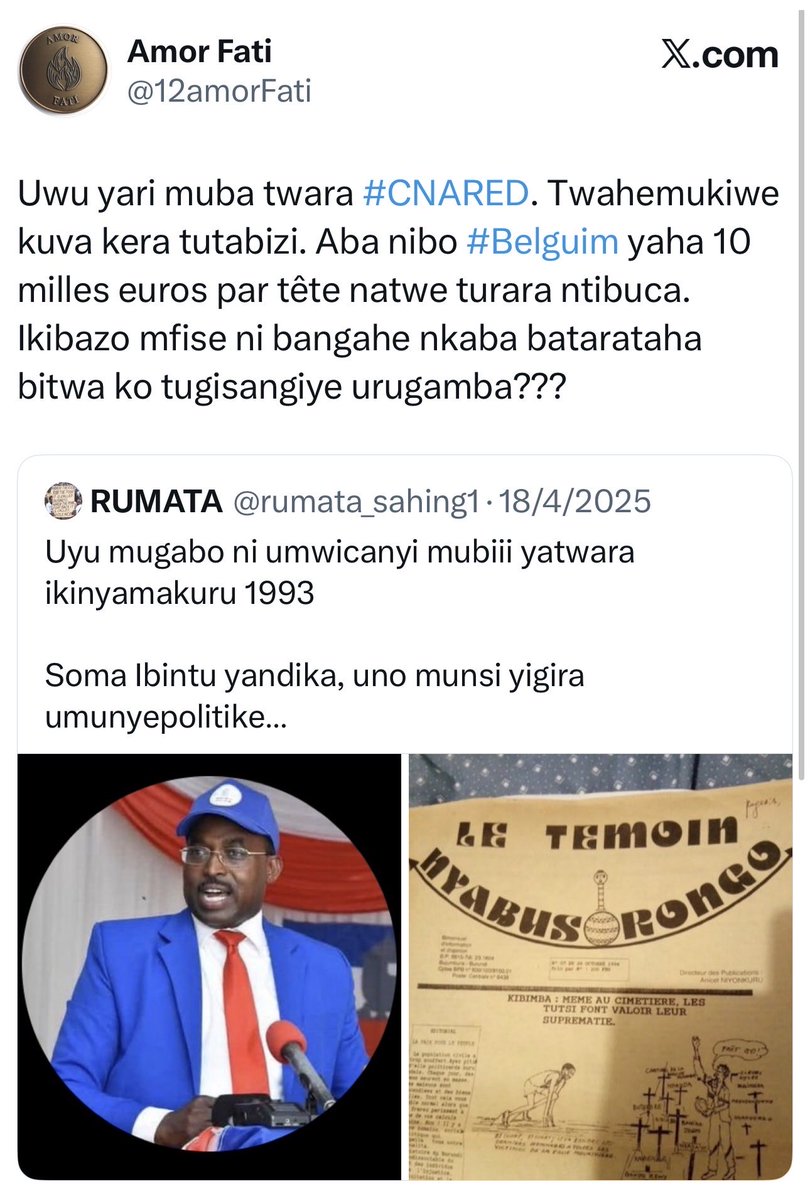 12amorFati's tweet photo. Le système génocidaire #DD ikoresha amayeri menshi. Aba biswe ko bayirwanya en 2015 (nako barwanya Nkurunziza not DD). Bamwe baratashe. Kubera Aba twabuze Abantu benshi. @AnicetNiyonkur1 yari muri #CNARED 2015, hamwe na #Pacifique et #Sinduhije. Bugona buri maso. https://t.co/AqvSdUvnVG
