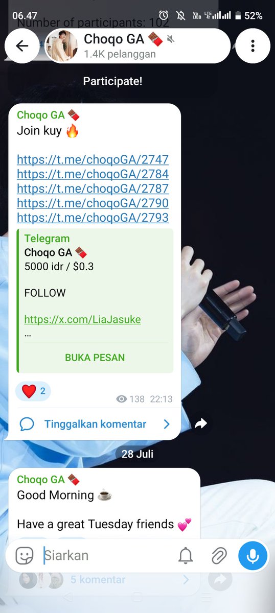 GAchoqo's tweet photo. Ada 5 GA on going di channel tg choqo.. kuy join 💕

https://t.co/lwYQz2GWAE https://t.co/ernKmnkwZ6