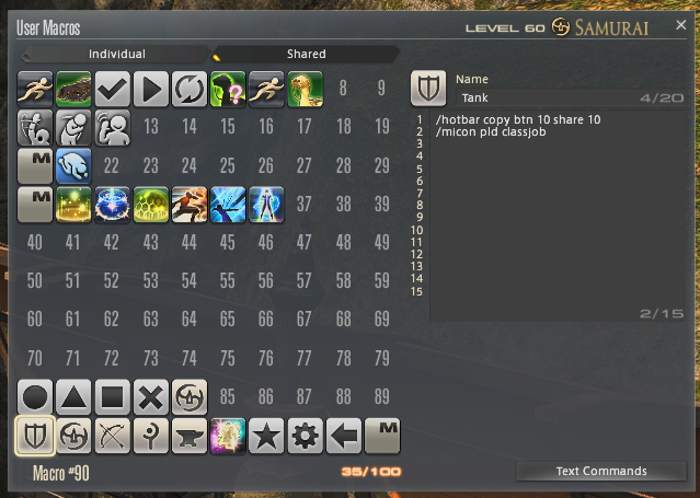 jozzu_p's tweet photo. @karaage__desu it uses a lot of macro spaces though 😭

set up a hotbar on a job -> copy hotbar to shared hotbar with macro -> it replaces it https://t.co/BojiLJYrrX