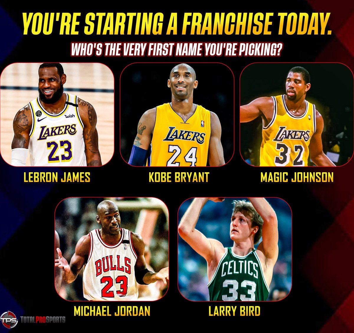 TotalProSports's tweet photo. 5 legends. 1 choice. Who you taking? https://t.co/kUy1c3XAfL