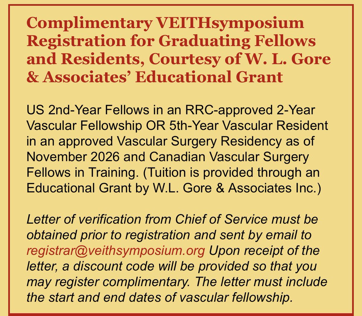 VEITHsymposium's tweet photo. #VEITH26 #GORE details below then register https://t.co/QifPkRr9uz https://t.co/OyJfJ2qyyc
