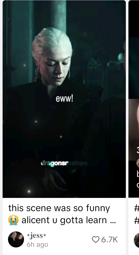 elumaxluv's tweet photo. rhaenicent antis on tiktok acting like rhaenyra was disgusted by alicent's touch as if she didn't look at her like she wanna eat her😭 https://t.co/cmKagXKHZ1