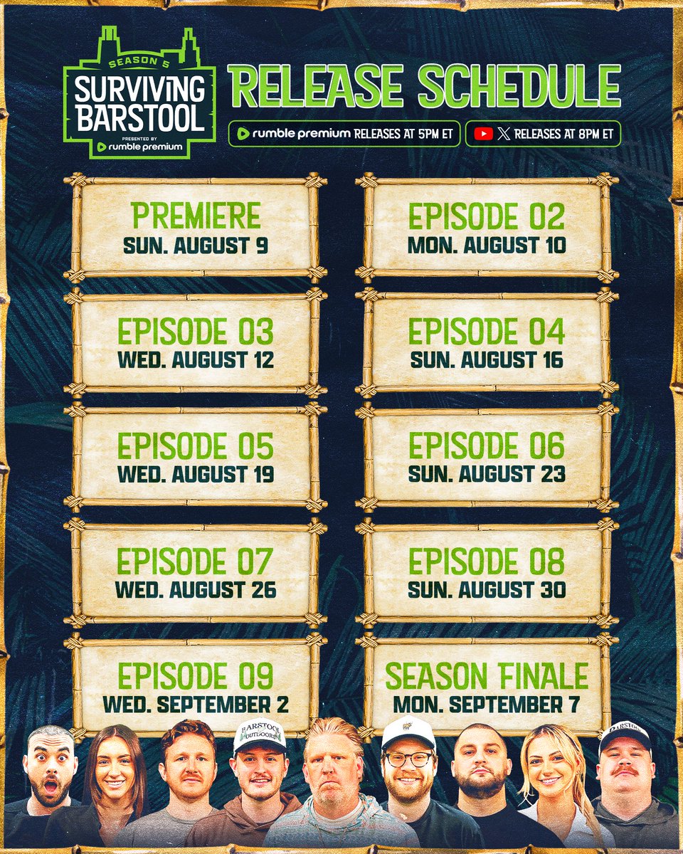 barstoolsports's tweet photo. SURVIVING BARSTOOL SEASON 5 STARTS SUNDAY AUGUST 9TH

18 of Barstool’s craziest employees battle it out for $250,000 https://t.co/DO62M4PVdO