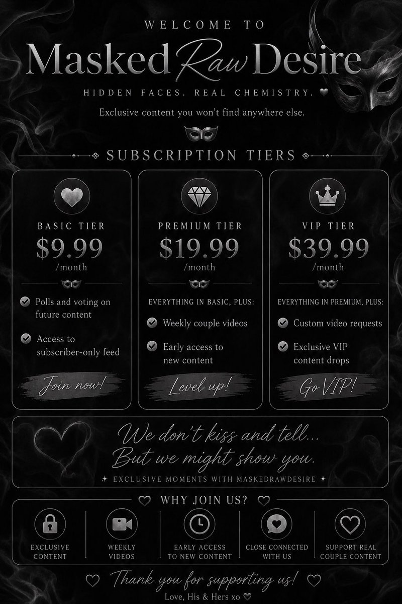 MaskedRawDesire's tweet photo. 🖤🎭 Our Menu⬇️ https://t.co/qQBoamgQlD