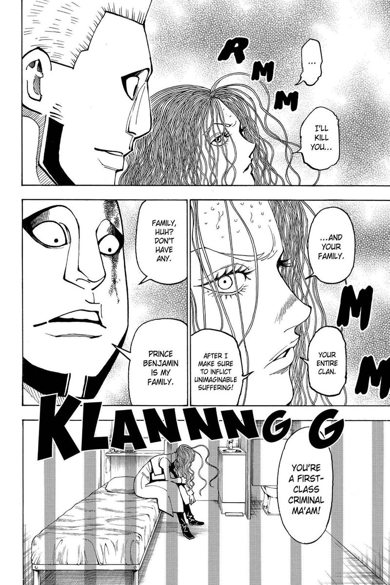 akrates22's tweet photo. After she is proven invincible this is such an omnious 1st meeting in hindsight.
Furykov's target is definitely Camilla
#hxh #hxh415 https://t.co/Fdsu1sVVn2