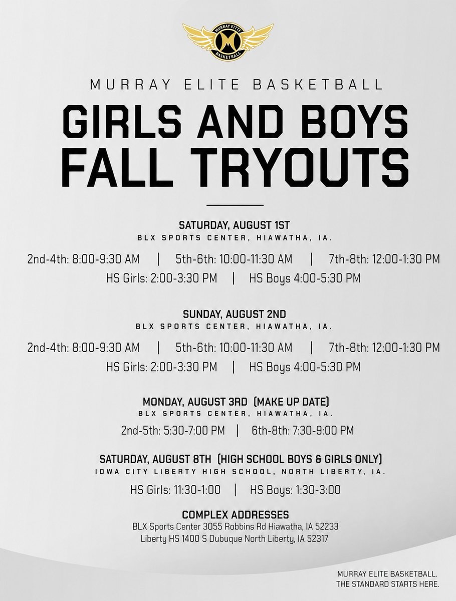 MurrayElite's tweet photo. Less than a week away from the start of our new chapter!!  Stronger Together - Murray Elite & @Team_Iowa begin something new, something integrated in the mindset of developing student-athletes in Eastern IA and beyond on and off the court!

2 programs become one 🤝 🤝
2 facilities for your development 🏀🏀
1 Goal - Development Pathways designed for where you currently reside in your basketball journey for boys and girls

Register here: https://t.co/Nv3EjeB9GU

#MurrayEliteFam
#StrongerTogether
#AdidasAdvantage
#TheStandardStartsHere
