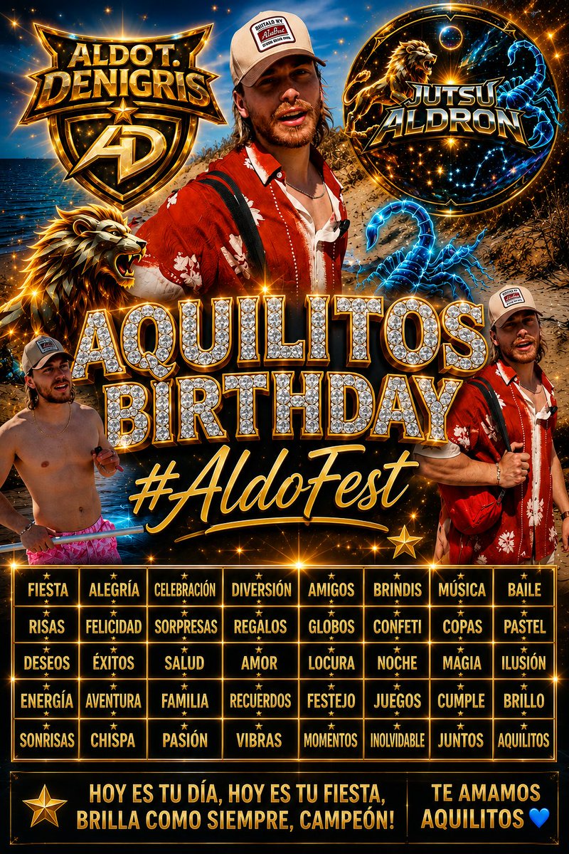 JutsuAldron's tweet photo. 🥳 ¡Muchas felicidades, Aldo! Esperamos que disfrutes un cumpleaños inolvidable rodeado de las personas que más quieres. Nunca olvides que cuentas con un fandom que te admira, te respeta y te ama muchísimo.

AQUILITOS BIRTHDAY 
#AldoFest https://t.co/NutIYYk7Mj