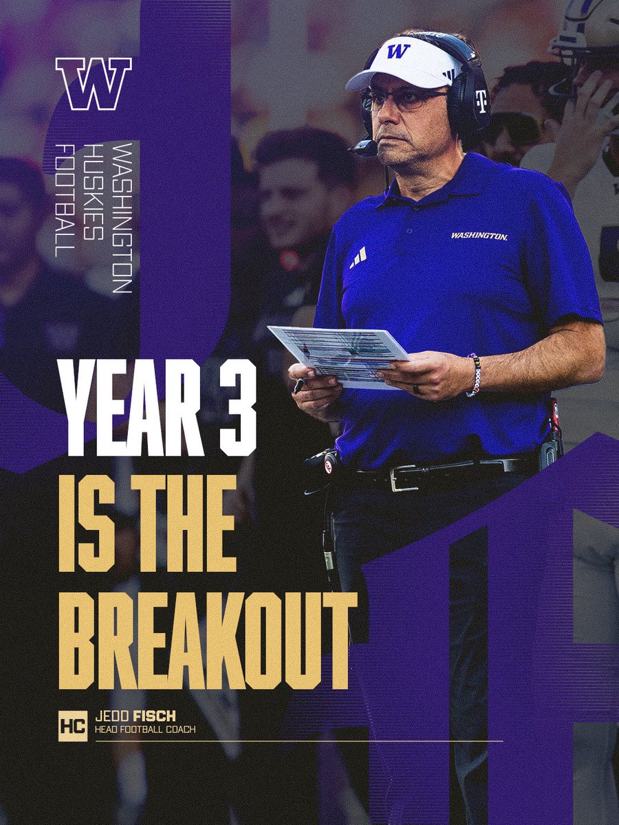 UW_Football's tweet photo. A man on a mission. @CoachJeddFisch has done this before. Fisch Era: Part 3 📈 https://t.co/8ctZbKLu41