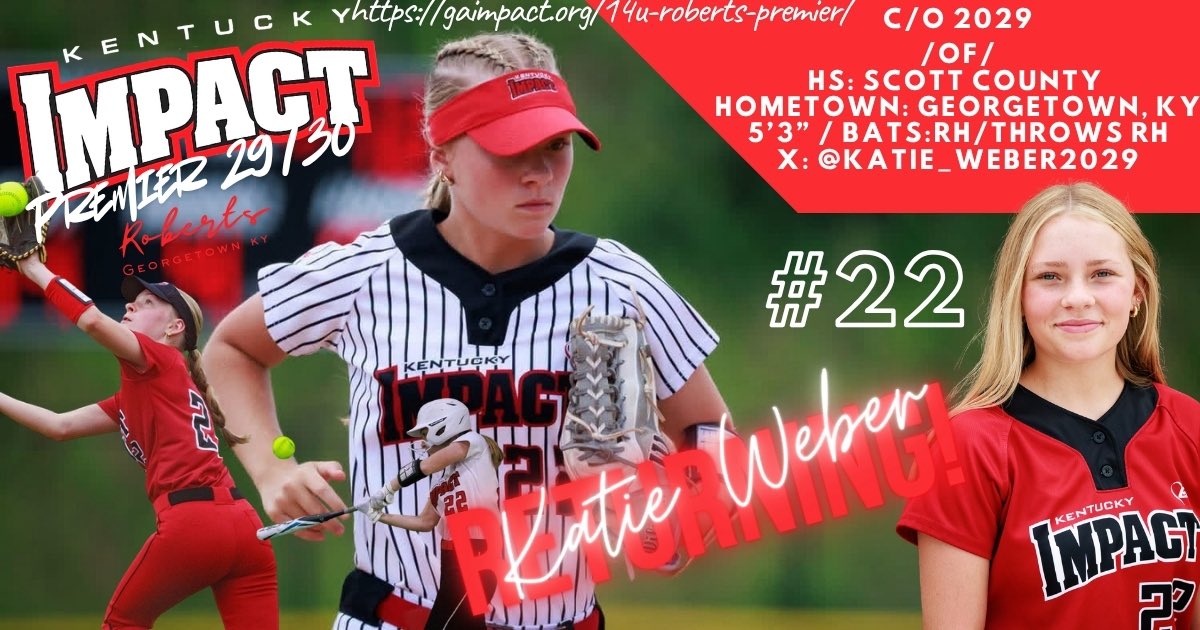 KyImpact2029's tweet photo. Kicking off our fall season with @Katie_Weber2029 ! She’s returning to hold down the outfield and make those game-changing plays. Katie is heading into her sophomore year at Scott County High School.  Let’s go, Katie! 💪🔥 #MakeAnImpact https://t.co/3ZSveHBNP4