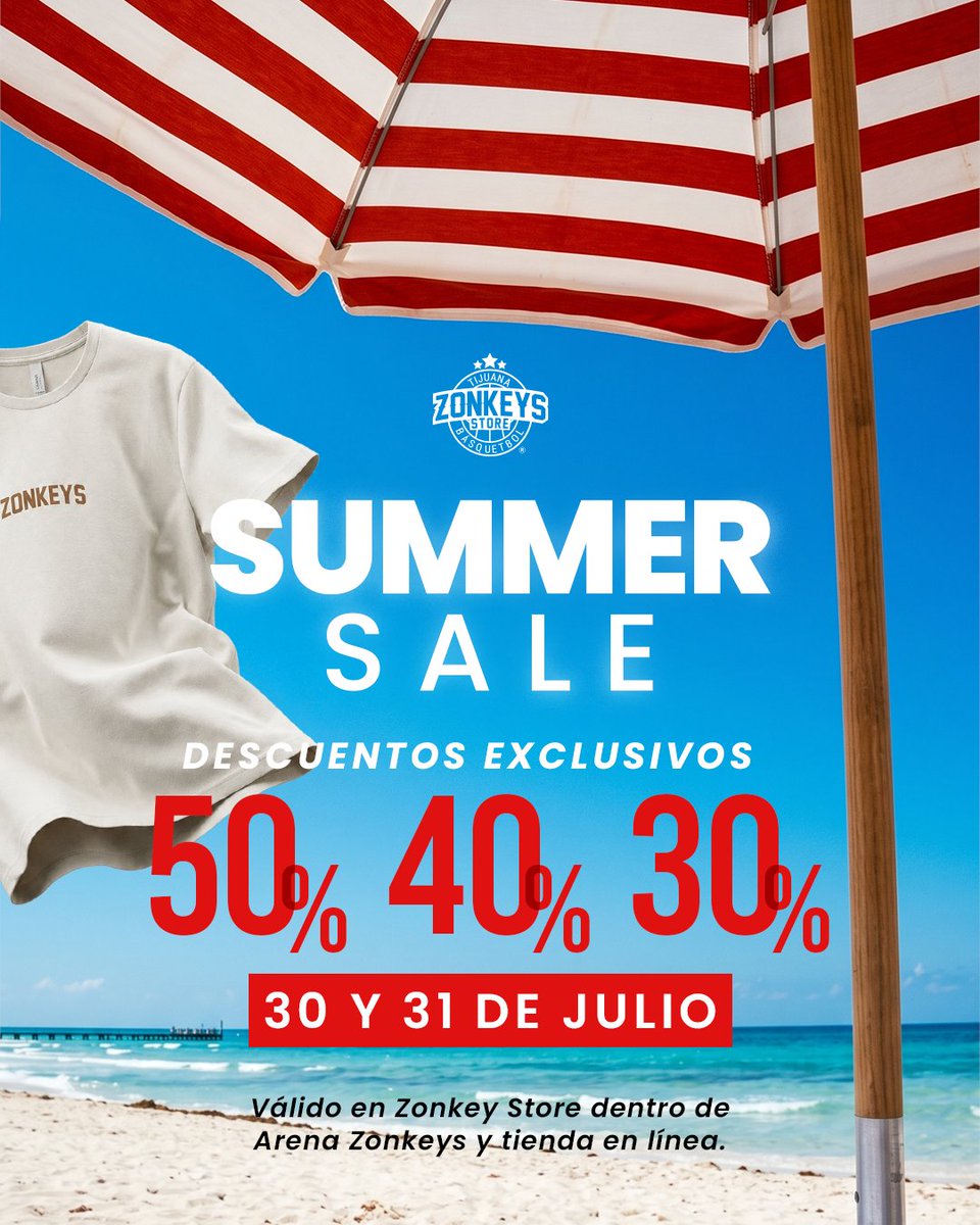 ZonkeysOficial's tweet photo. ¡El verano viene pasado de rayas!☀

El Summer Sale llega a Zonkey Store
🗓30 y 31 de Julio
🛒30%, 40% y 50% en toda la tienda *

¡Nos vemos en Zonkey Store! #PasadosDeRayas https://t.co/rpHZC4SVI2