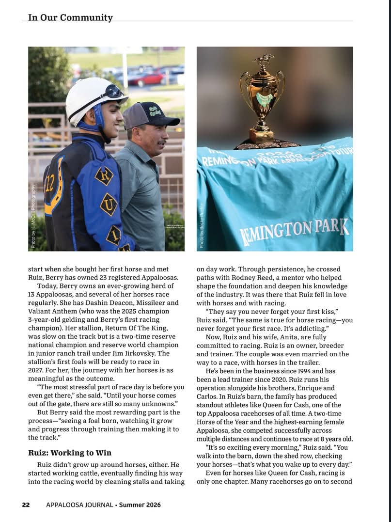 AppaloosaRacing's tweet photo. Appaloosa Racing Fans!
Enjoy the racing article written by Becky Ruehle of the Appaloosa Journal! Check out the stunning photography by Becky Ruehle and K.McCall Photography!

There are multiple paths to horse racing, come read a few of them! 

@thedaleday 
@RemingtonPark https://t.co/GUL4BgEijU