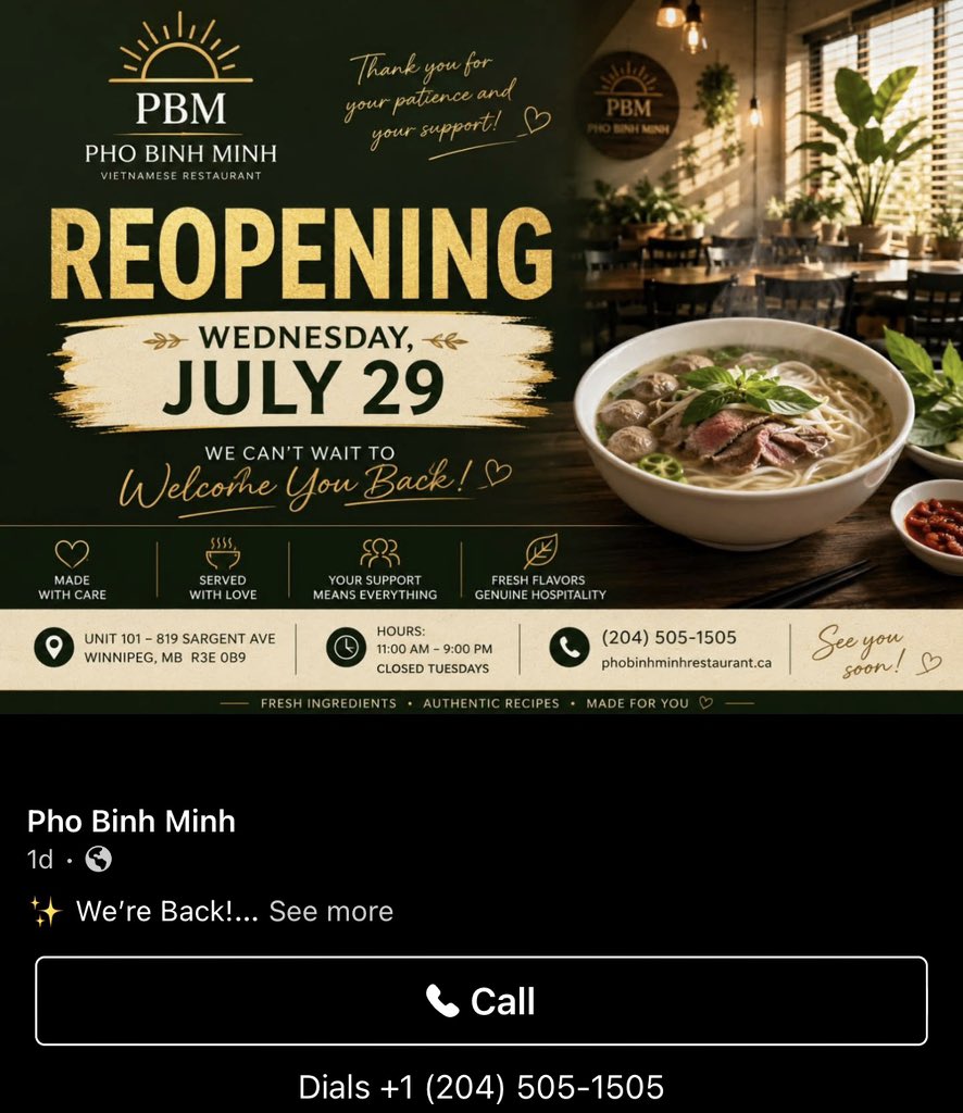 JacobJPhillips's tweet photo. Yum! Yum! Yum!
My Favorite #Pho Place In #Winnipeg 🥰🥰🥰 #JacobPhillips #PhoBinhMinh
#Manitoba #Canada 🇨🇦 #Vietnamese #VietnameseFood #VietnameseCuisine 🙏 @Canada #Food #Foods #Foodie #Foodies #Restaurant #Restaurants
@phobinhminhwpg
https://t.co/fB91mPVQFk https://t.co/4AgfW7ge5i