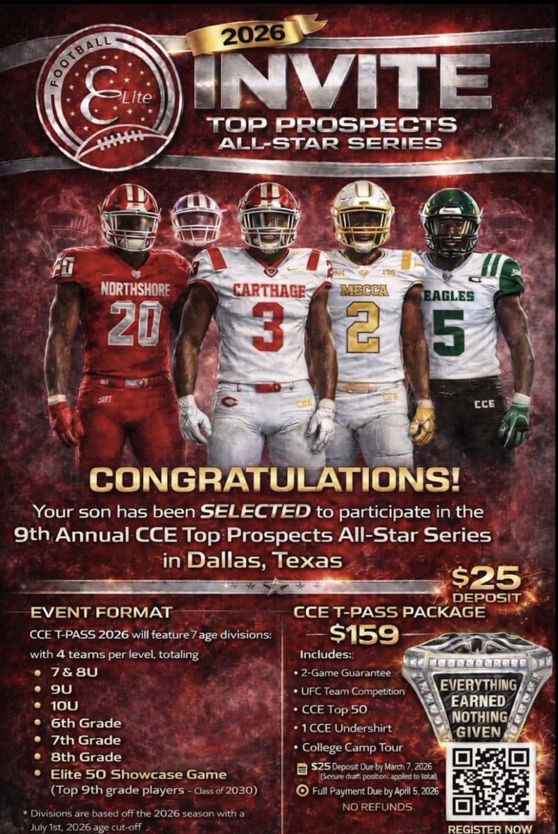 thefredericke's tweet photo. Blessed and honored to receive an invitation to the Top Prospect All-Star Series in Dallas, Texas! 🙏🏈

Blessed and honored to receive an invitation to the Top Prospect All-Star Series in Dallas, Texas! 🙏🏈

#CRSportsLive #TopProspectAllStarSeries #ClassOf2032 https://t.co/g9LxNXovA9