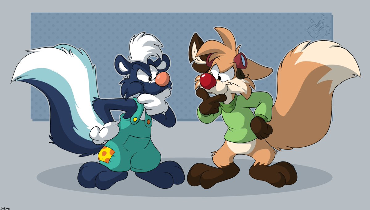sloppywulf's tweet photo. 🎨 Art Fight Friendly Fire!

Two dorks looking at each other.

Attacking TooniestSkunk, featuring Smunky with Sloppy. https://t.co/gnnQd37jQf