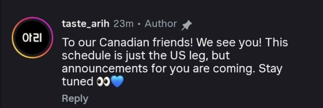 BTSVancityARMYs's tweet photo. Arih official account on IG in the comment section regarding Canada! https://t.co/XNMwfkcadE
