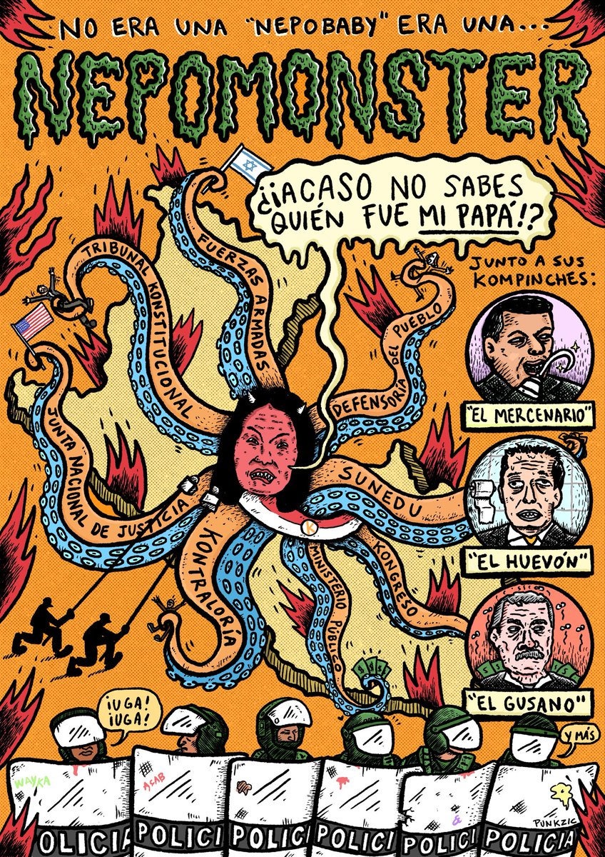 punkzic's tweet photo. No era una nepobaby….
~~~~
Ilustración con la que he colaborado para la revista 1990, una revista de actualidad política. 
Dejo el QR en comentarios para descargar totalmente gratis la revista digital✌️ https://t.co/RY9OCFj6nf
