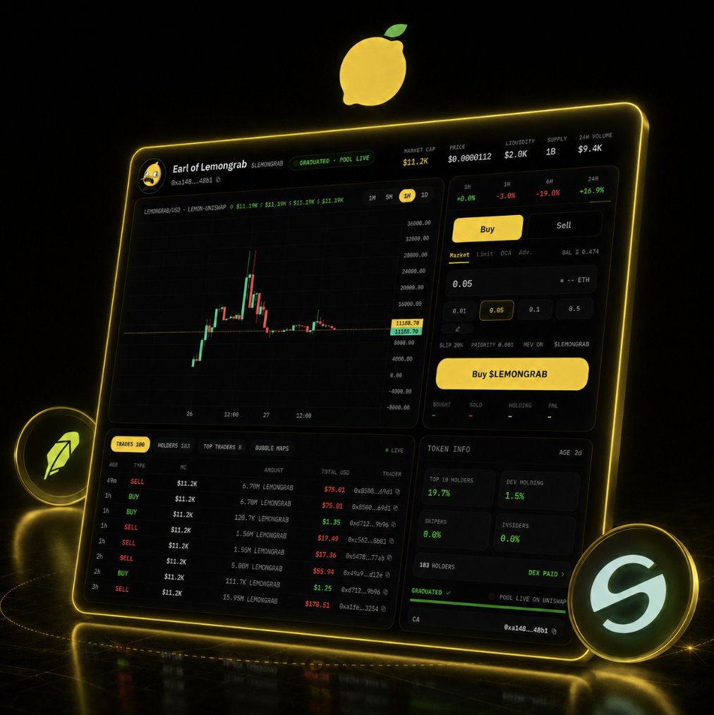 cryptodotnews's tweet photo. JUST IN: Lemon Terminal v1 goes live

Users can now trade at @lemondotfun tokens across Robinhood Chain and Stable directly from one terminal https://t.co/Qj5fvGUZiW