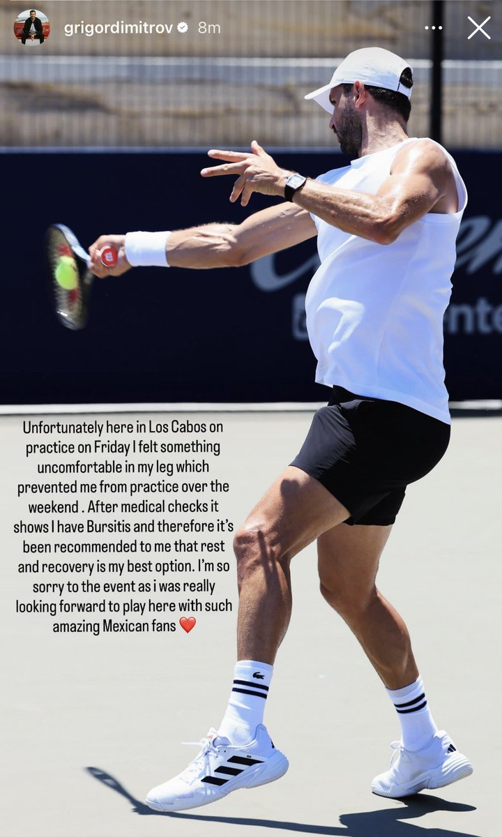 MrWinnerTipster's tweet photo. Pésimas noticias para el abierto de los Cabos 

El búlgaro, Grigor Dimitrov ha confirmado que sufrió de una molestia el viernes y que lo mejor es que descanse esta semana. 

El duelo que teníamos, madre mía. https://t.co/9wKhmC8WIN