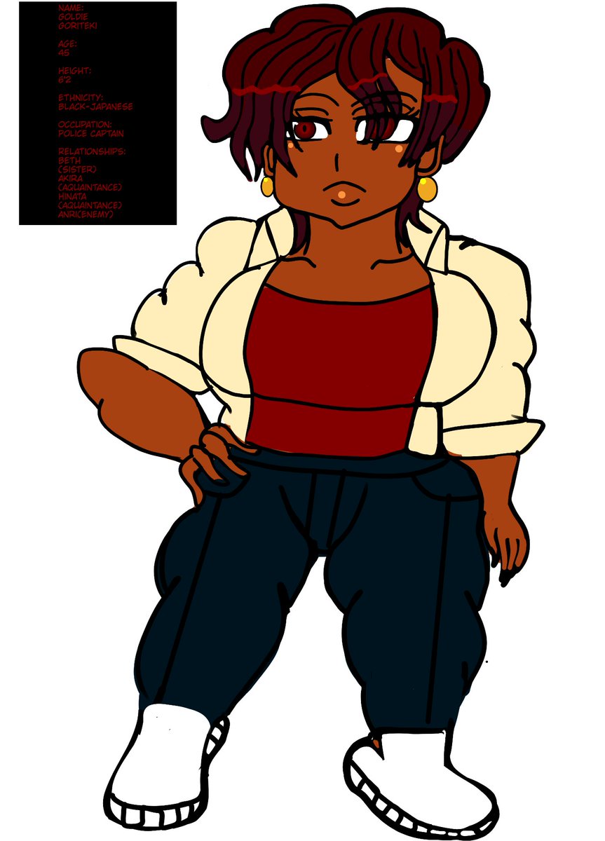 NerdyBoyWeebs's tweet photo. More redesigns/remakes: 
Emma-The giantess mother if Dove 
Goldie-Now the super cop sister of Beth
Tara-the Peggy Bundy,Fran Fine talking mother of Tiffany
Aqua-The Boss of Dane

#art #ocart #oc #digitalart #milf #gilf #muscularwomen #bbw #chubby #bosslady #blasian https://t.co/aWIcyIu3kd