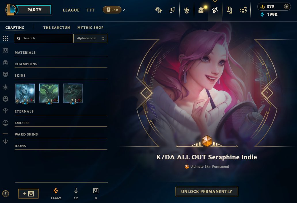 onerjungle's tweet photo. i've been blessed?? what is this god tier skin reroll

edg zoe felt kinda bad but i needed the hecarim and gragas skins gone lmao

k/da seraphine is finally mine and it was FREE 😭 https://t.co/k1x8lIWkA4