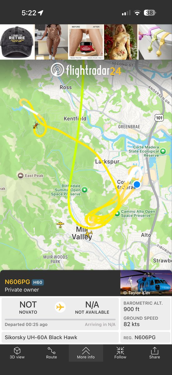 jaffeps's tweet photo. Helicopter and 2 planes appear to be attacking a fire near the Camino Alto open space preserve ￼and Mill Valley. Visible white smoke from Corte Madera and a light breeze. Anyone have more info? https://t.co/VBTc0qMRjA