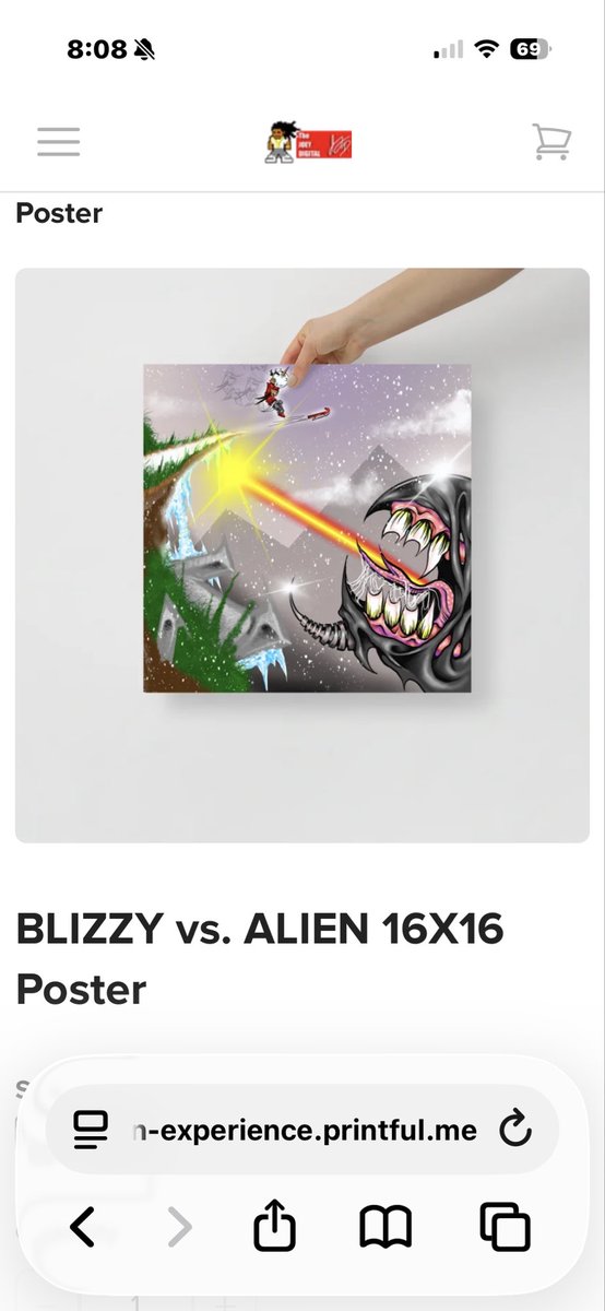 THEJOEYDIGITAL's tweet photo. TAP-IN !!! Go2 the #linktree link in my Bio or my merch link &amp; pick up this new 16 x16 Poster Masterpiece !! 
❄️BLIZZY vs. ALIEN👽🛸
-
-
GO - https://t.co/V3lvhMlFhm https://t.co/J8HjxhmKF2