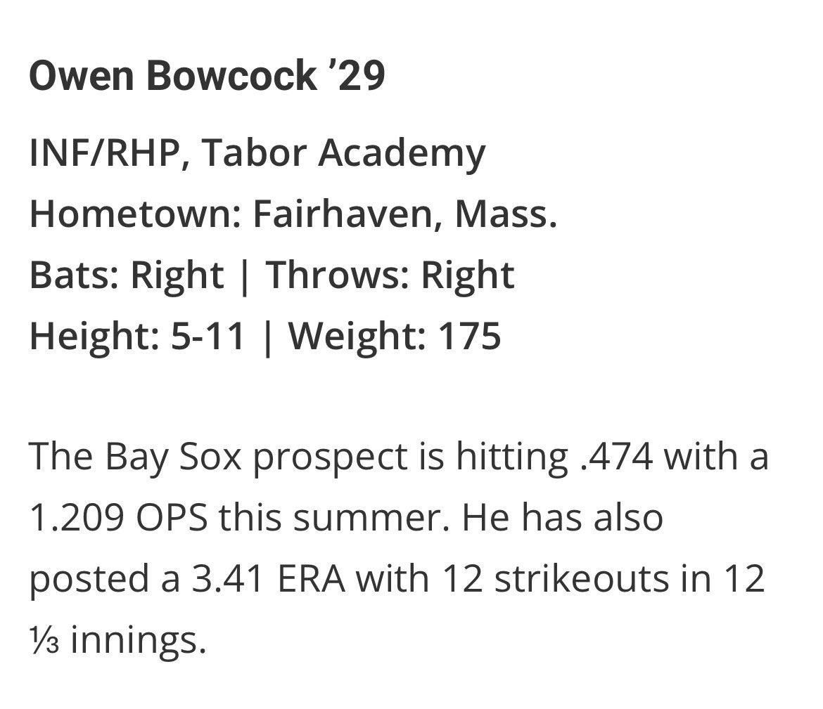 OBowcock55's tweet photo. Thank you @NE_Baseball for recognizing me in the top 30 midsummer risers in the 29’ class. 
@AllStarInstruct @CKaris45 

correction* (19 SO, 19.1 IP) https://t.co/cEbOiSkAU1