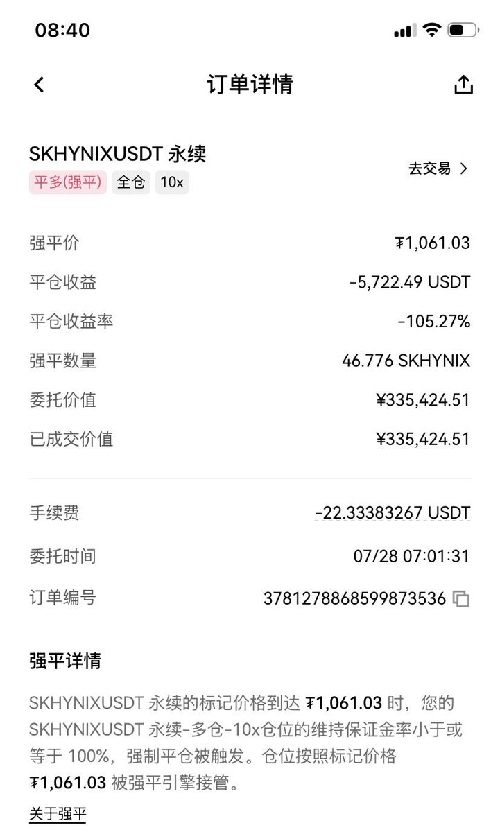 MarsSkyto's tweet photo. 早上7点，被定点爆仓，海力士合约吃相太难看了 https://t.co/44RFrhAsS8
